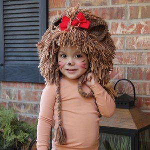 Toddler Lion Costume Hat / Wig for Halloween, Winter Hat or Dress Up Size 2T